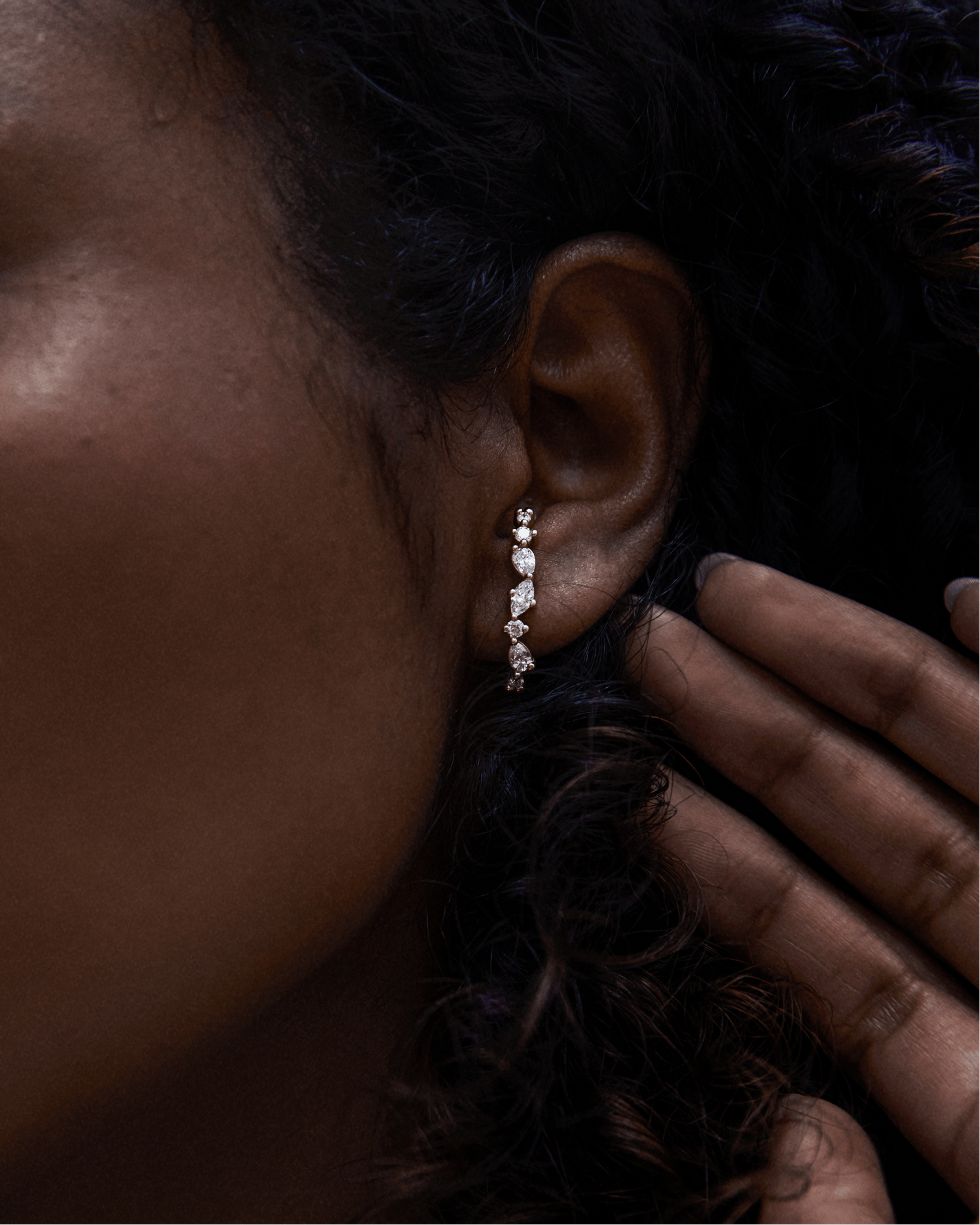 Diamond Cluster Suspender Earring