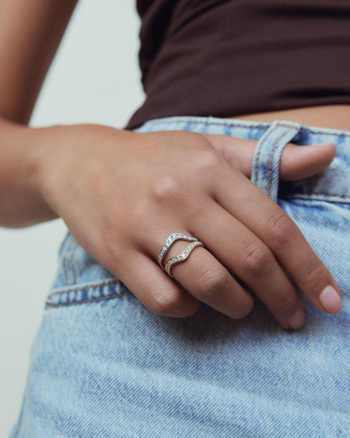 Curved Channel Pavé Ring