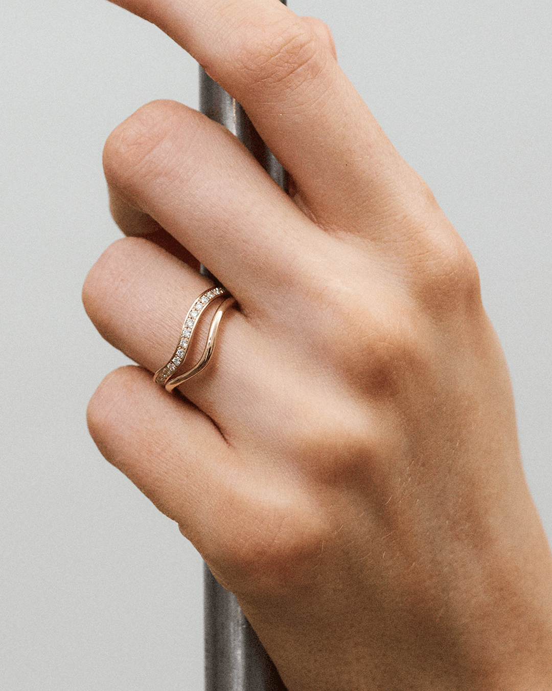 Curved Channel Pavé Ring