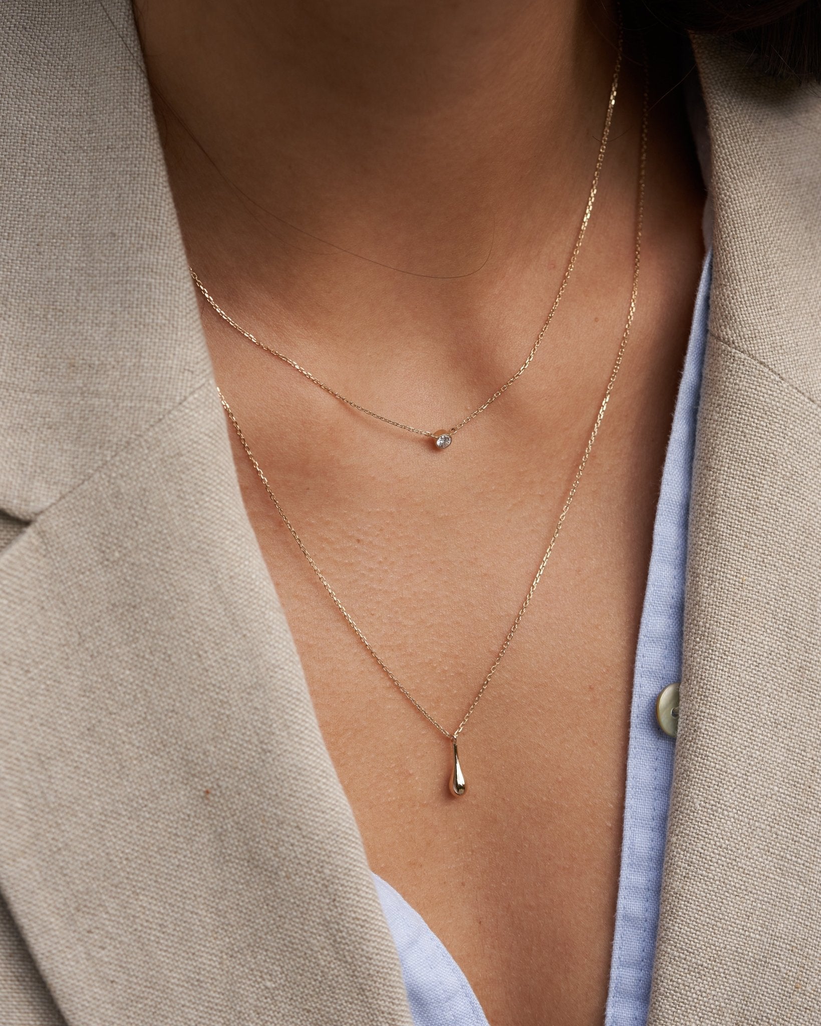 Diamond Necklace 14K Gold with Bezel Akind - Main Image