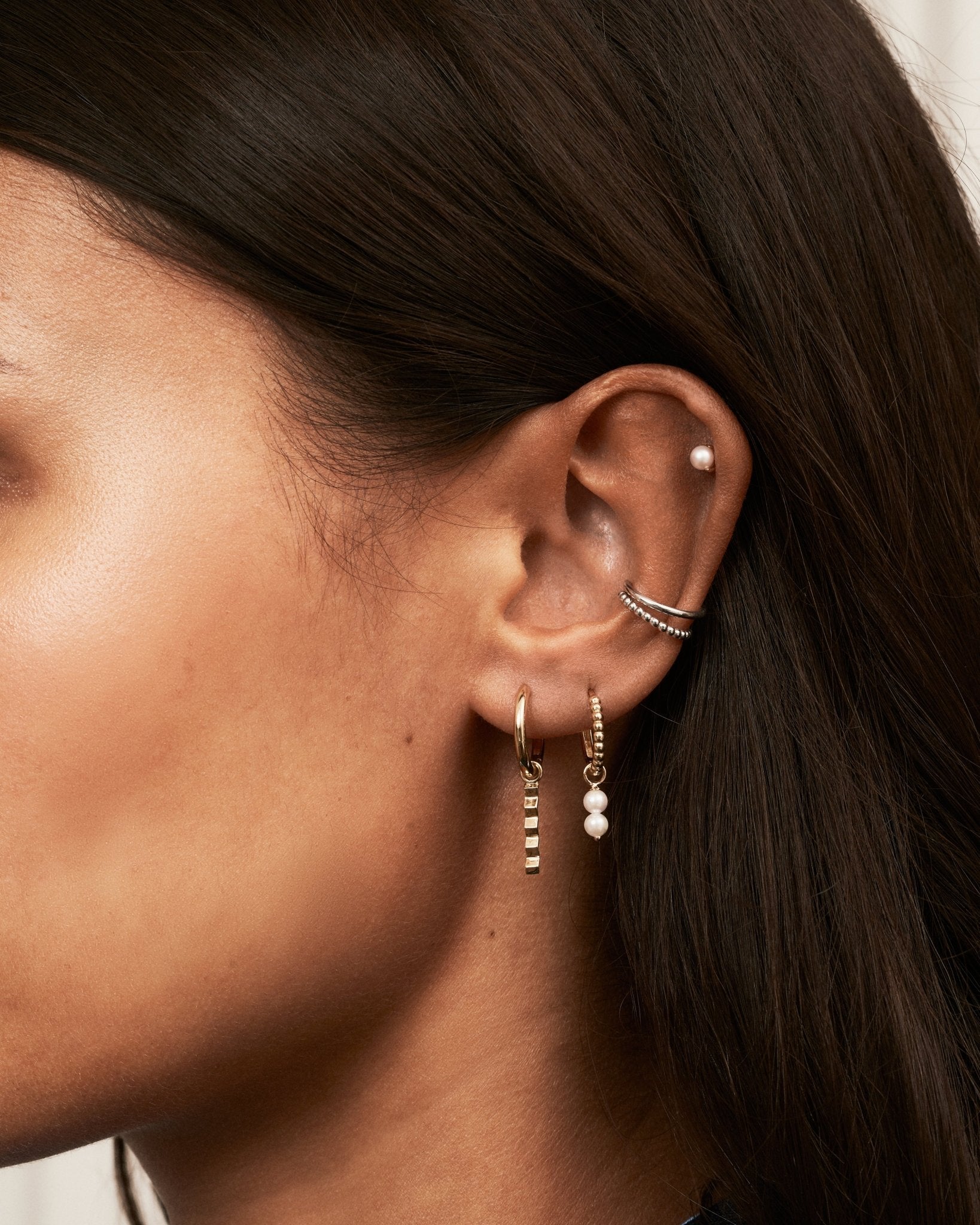 Double Pearl Hoop Charm