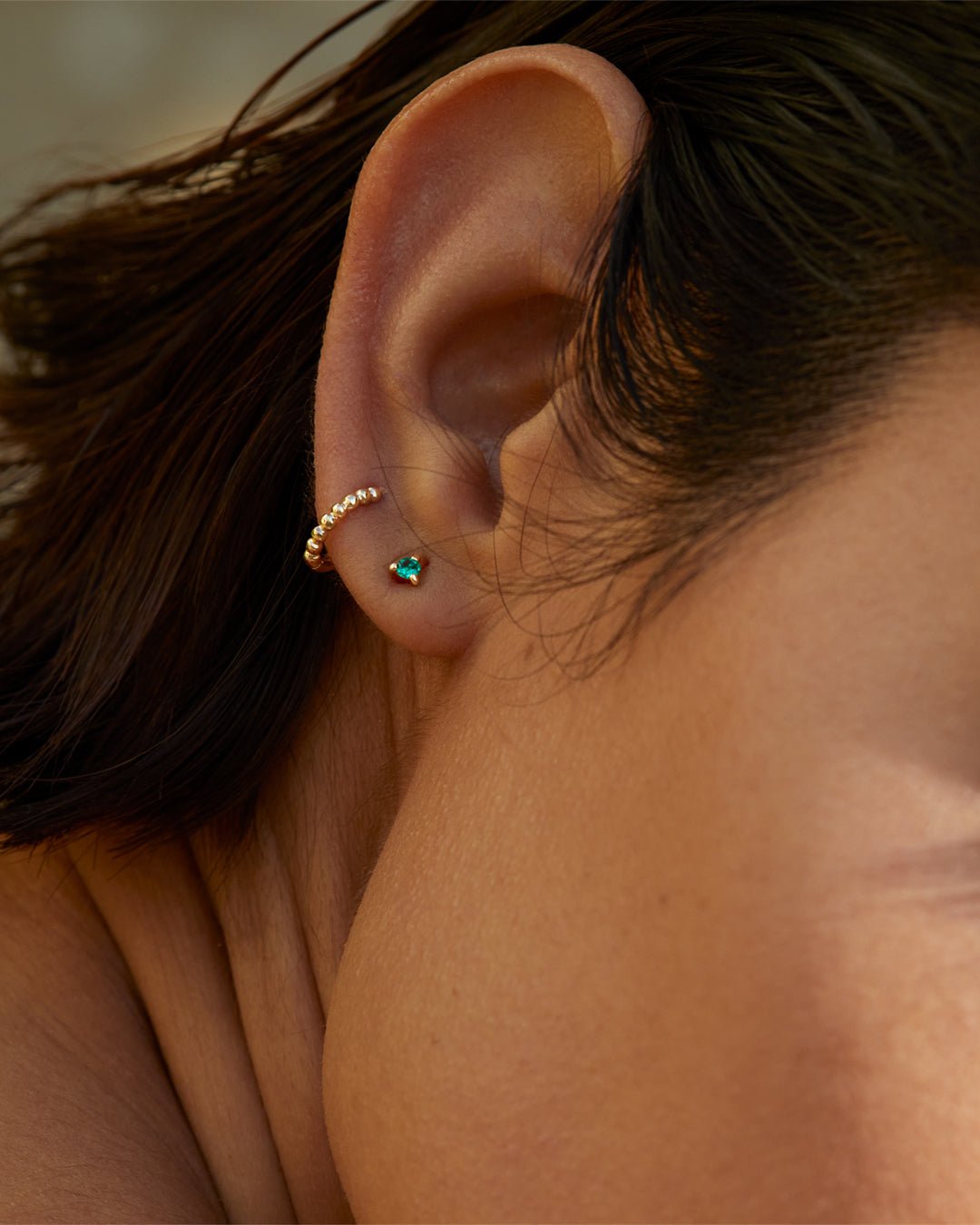 Three Prong Emerald Studs