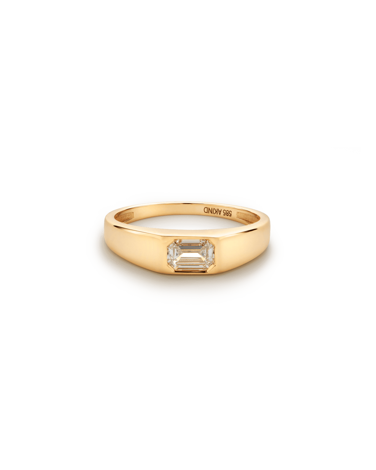 Contemporary Diamond Signet Ring - 14K Gold | Akind
