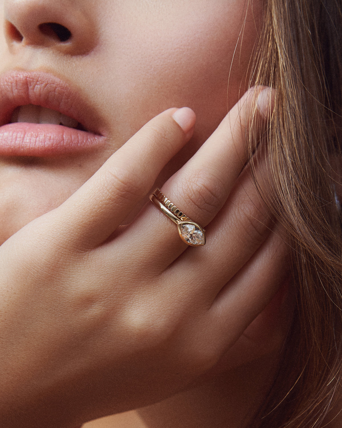 East West Marquise Bezel Diamond Ring