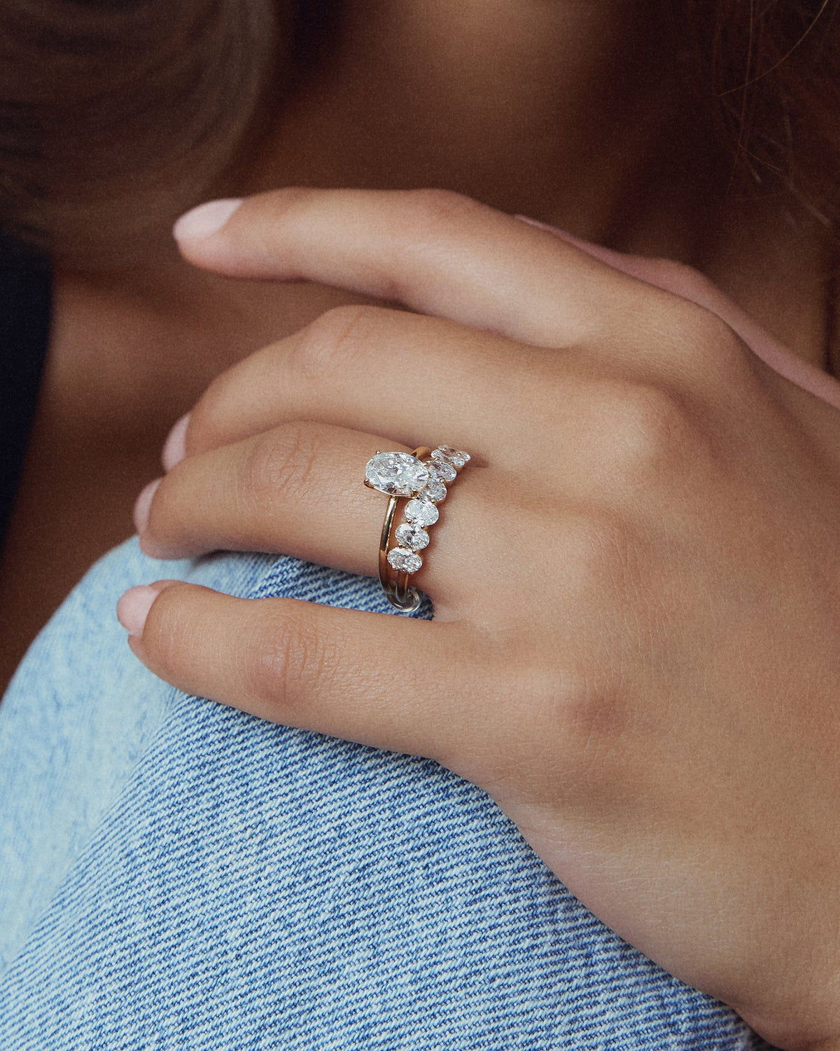Oval Cut Half Eternity Ring