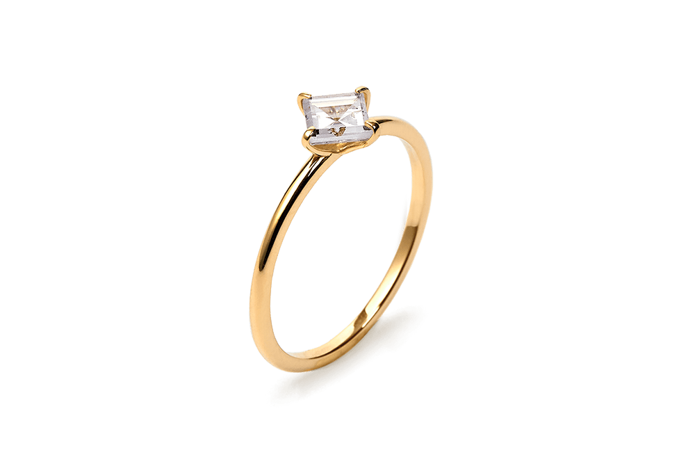 Solitaire Square Cut Diamond Ring - 18K White Gold | Akind