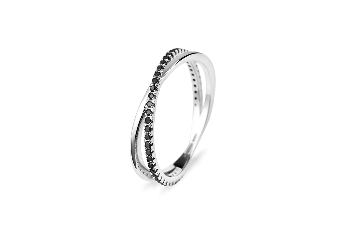 Crossover Black Diamond Ring